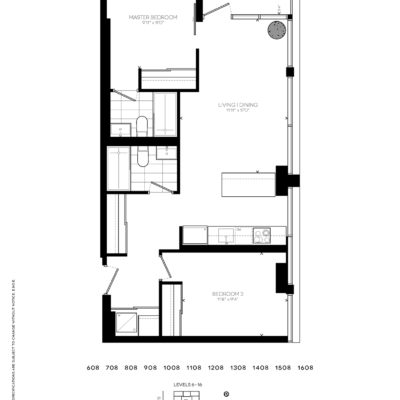 199 Slater st condos for sale - Ottawa condos for sale -condos in ottawa for sale -OTTAWA DOWNTOWN CONDOS FOR SALE -PLANS -2 Beds 823SFT-D2